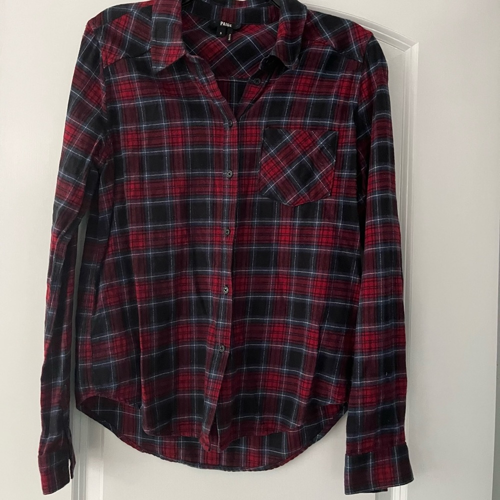 PAIGE Red and Blue Plaid Shirt